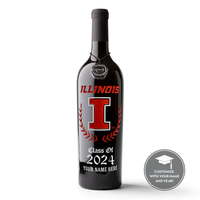 University of Illinois Custom Alumni Etched Wine