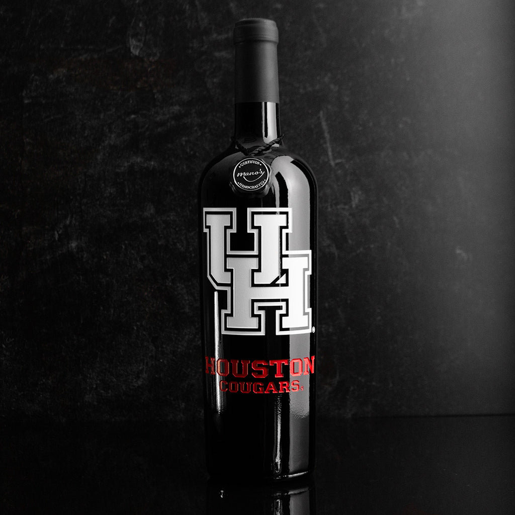 University of Houston Logo Etched Wine