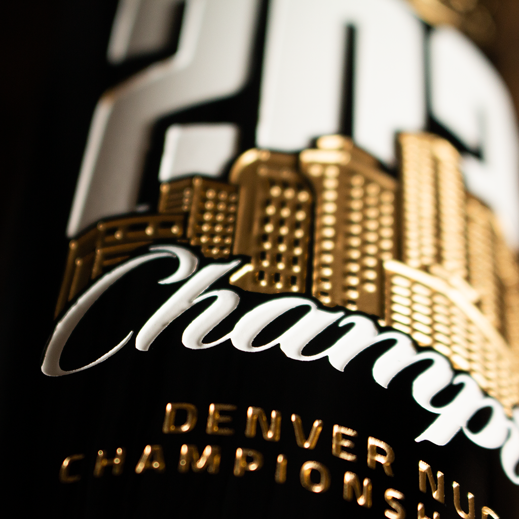 Denver Nuggets 2023 Champions Skyline Etched Wine