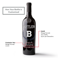 Butler University Custom Alumni Etched Wine