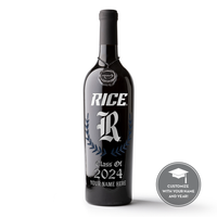 Rice University Custom Alumni Etched Wine
