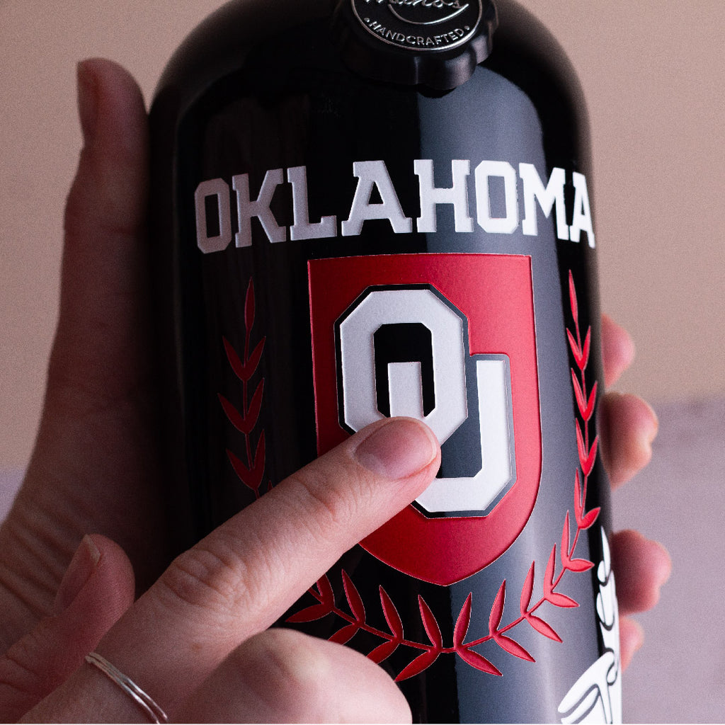 University of Oklahoma Custom Alumni Etched Wine