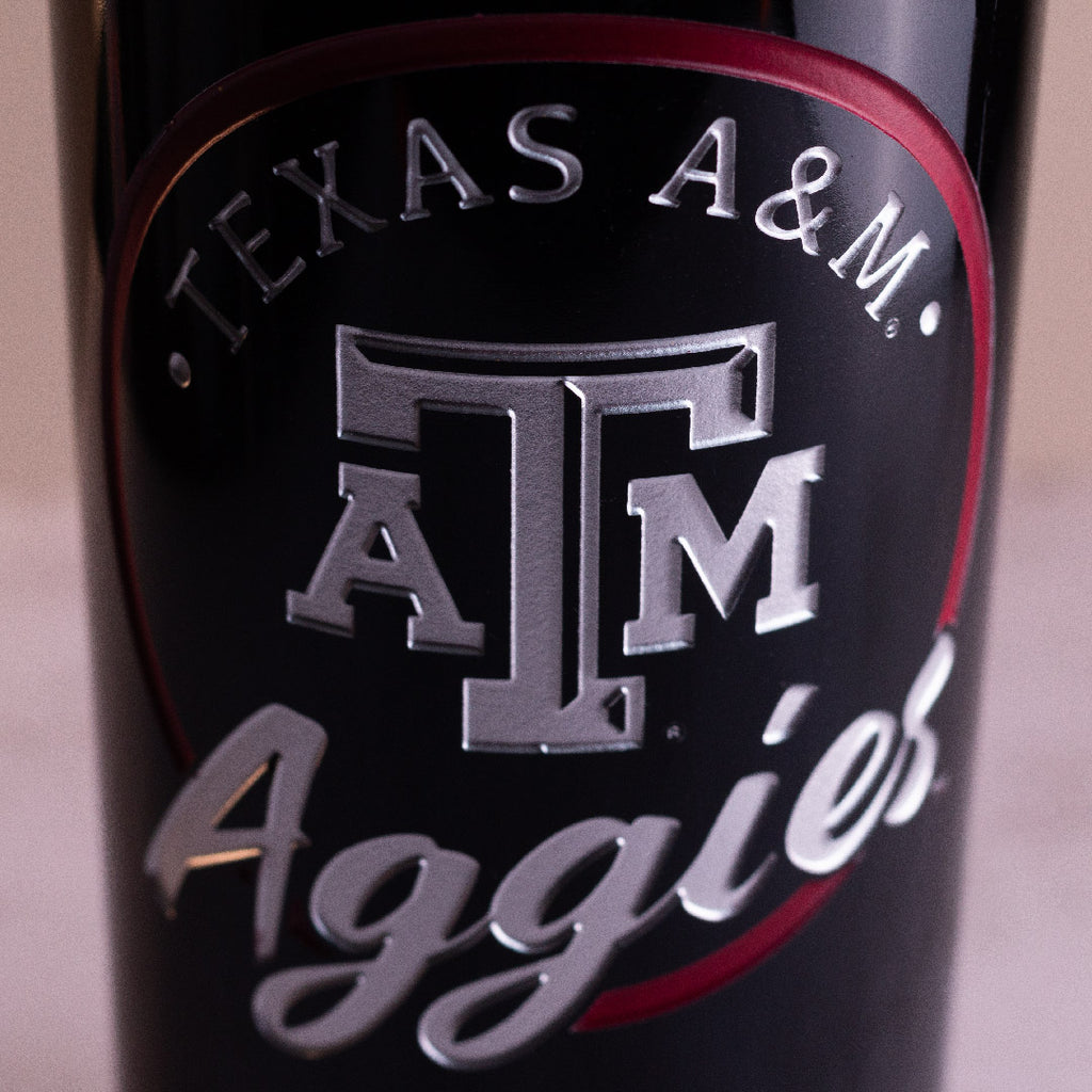 Texas A&M Aggies Circle Etched Wine