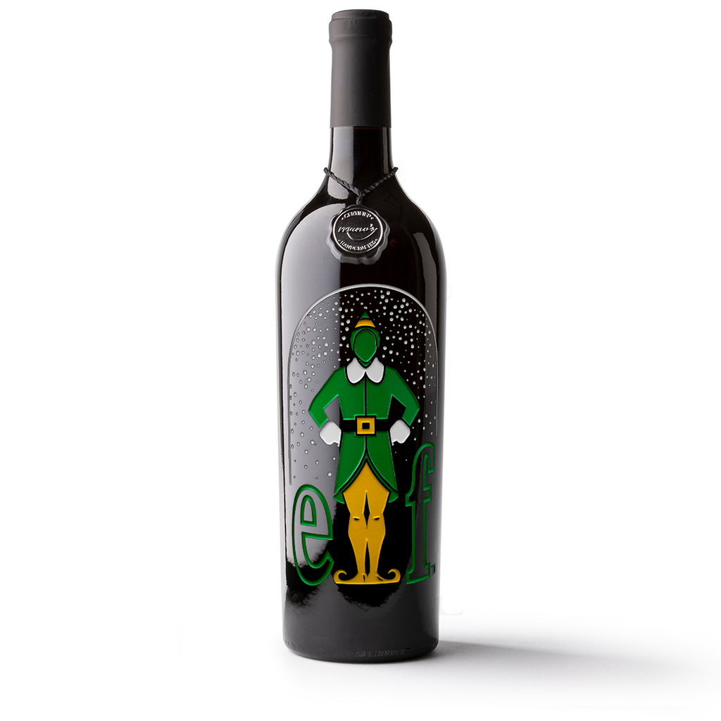 Elf Logo Etched Wine Bottle