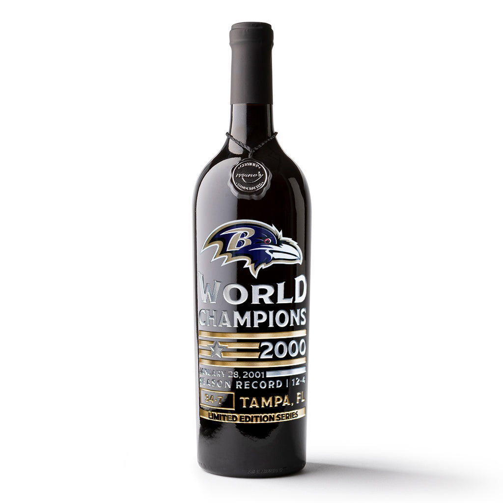 Baltimore Ravens 2000 Championship Season Etched Wine