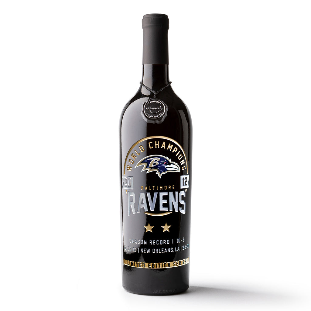 Baltimore Ravens 2012 Championship Season Etched Wine