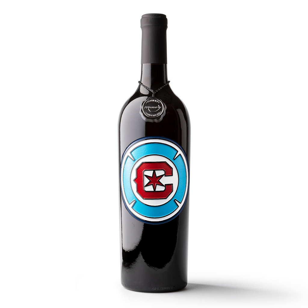 Chicago Fire Logo Etched Wine