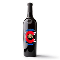 Colorado Flag Etched Wine Bottle