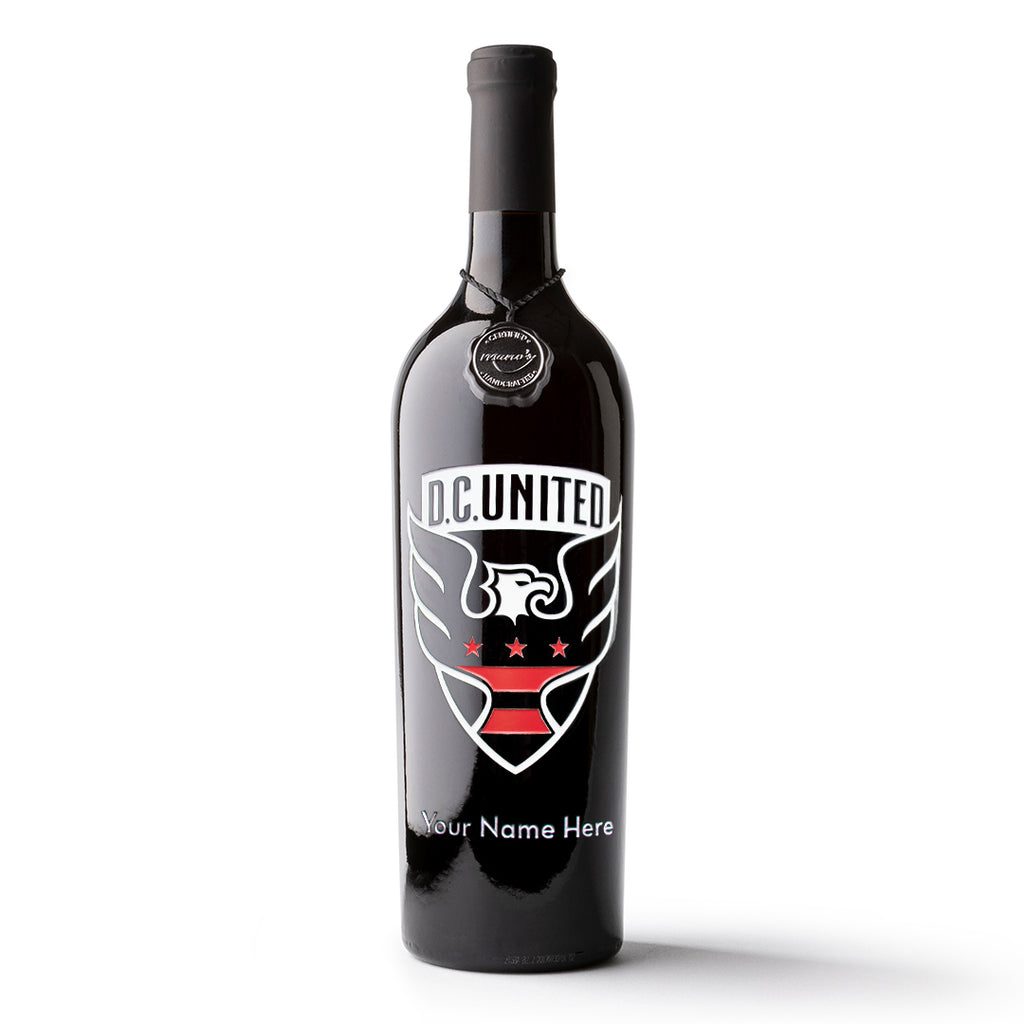 D.C. United Logo Custom Name Etched Wine