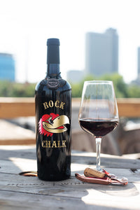 University of Kansas Rock Chalk Etched Wine Bottle