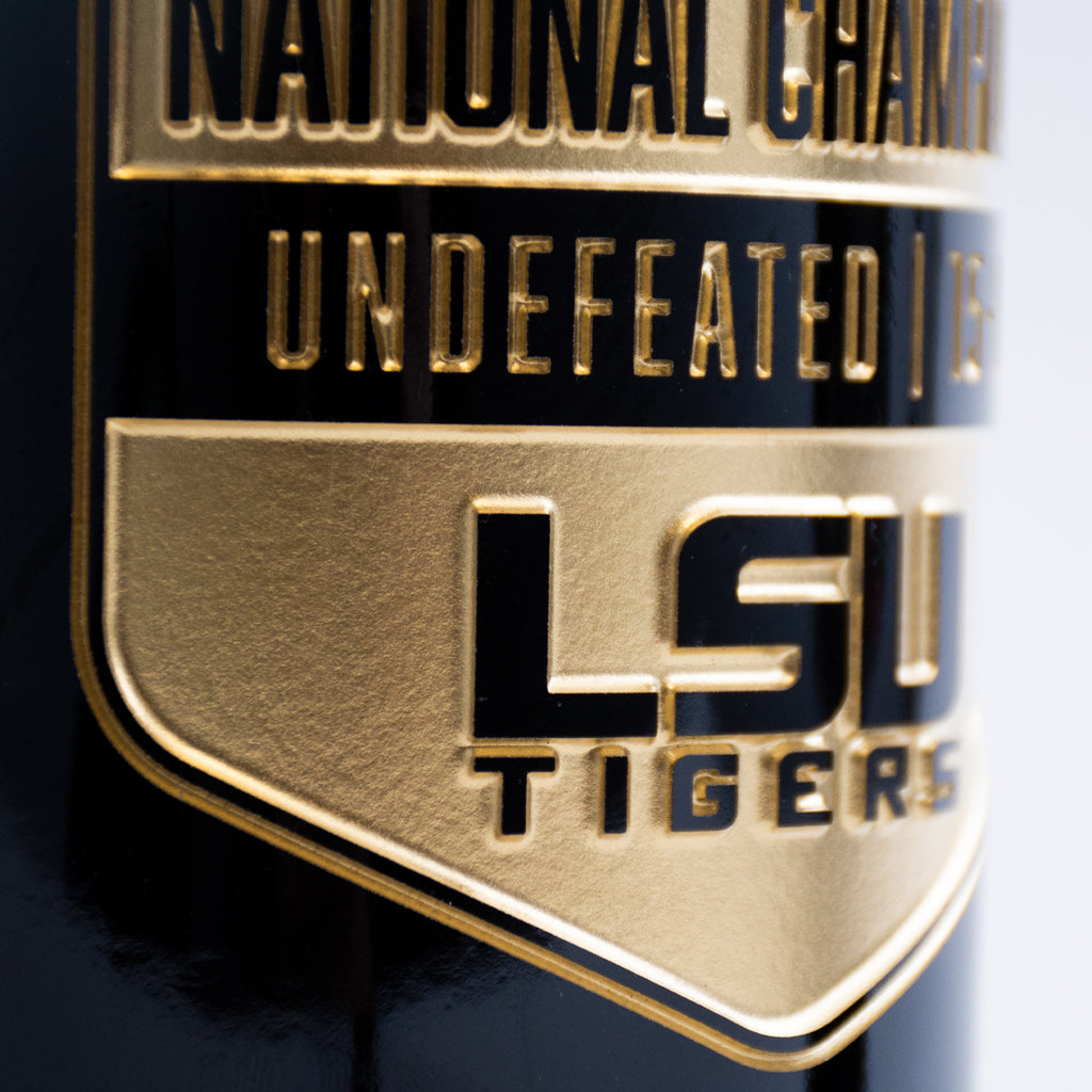 LSU 2019 National Football Champions Shield Etched Wine