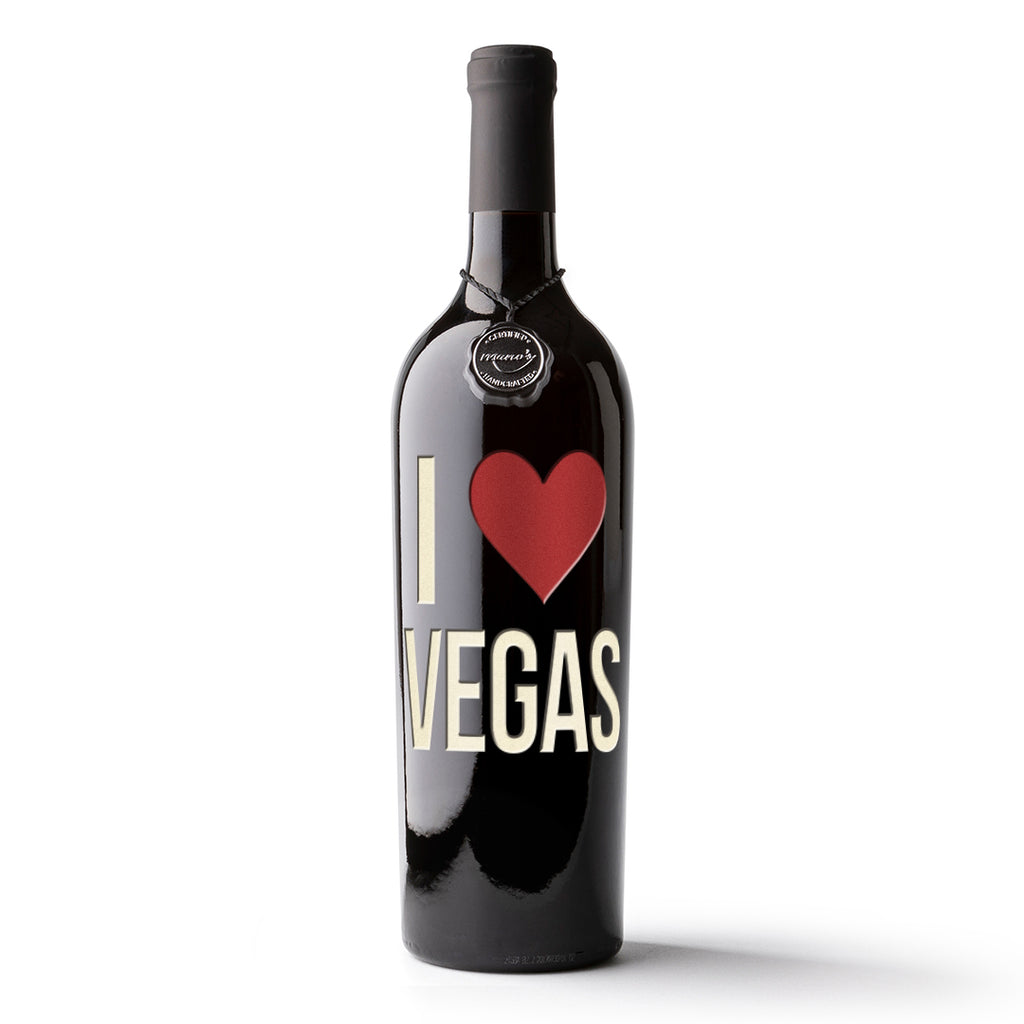 I Heart Las Vegas Etched Wine Bottle