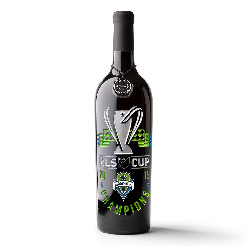 Seattle Sounders 2019 MLS Cup Champions Etched Wine