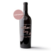 Customizable Mother's Day bottle featuring metallic copper painted "Happy Mother's Day, Love" and a customizable field. 