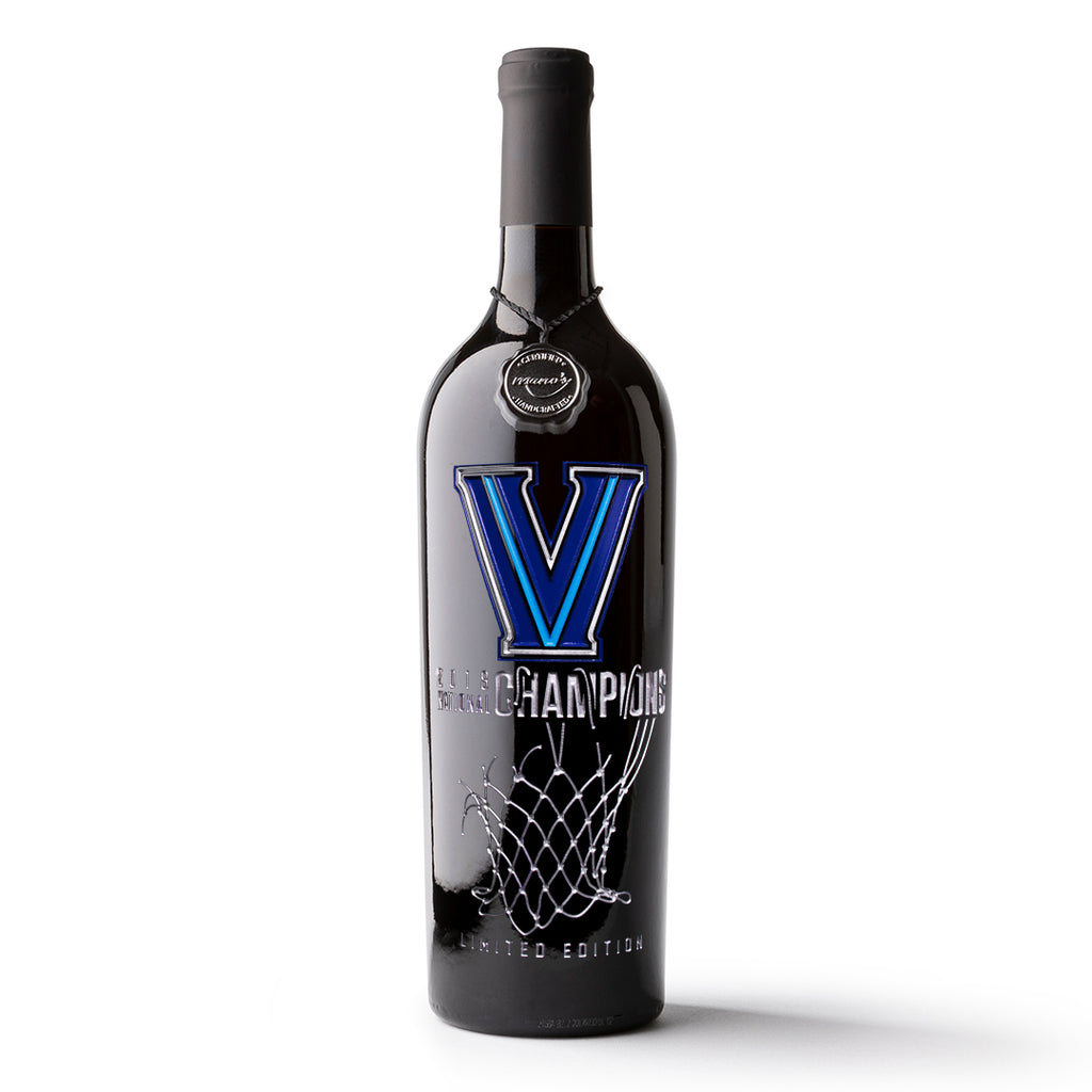 Villanova 2018 National Champions Net Etched Wine