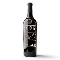 Ride Oregon Etched Wine Bottle