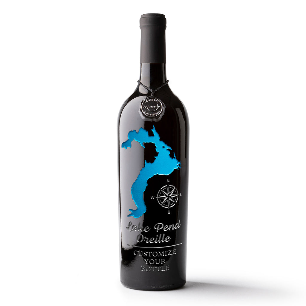 Lake Pend Oreille Custom Etched Wine