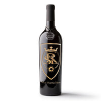 Real Salt Lake Shield Logo Custom Name Etched Wine