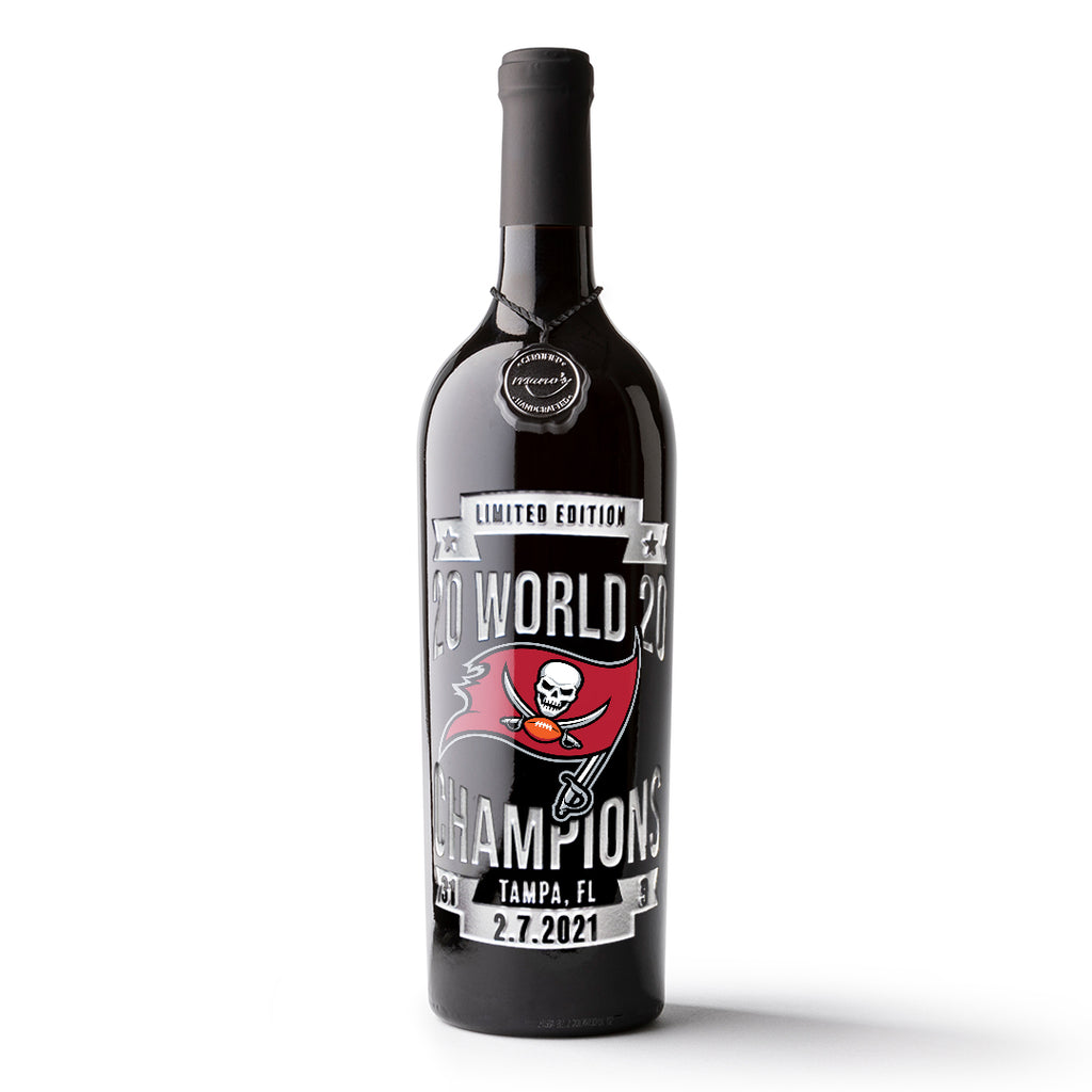 Tampa Bay Bucs 2020 Champions Banner Etched Wine