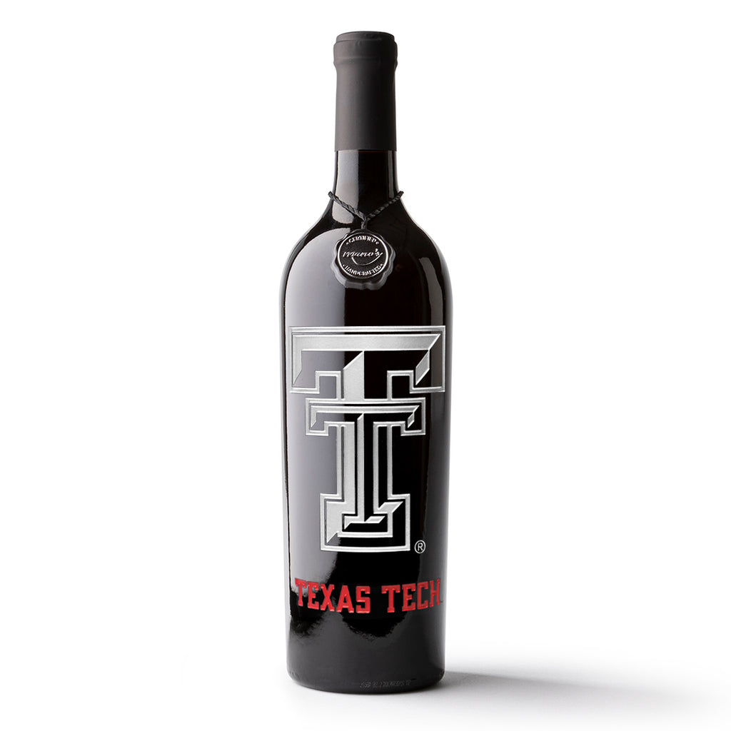 Texas Tech Logo Etched Wine