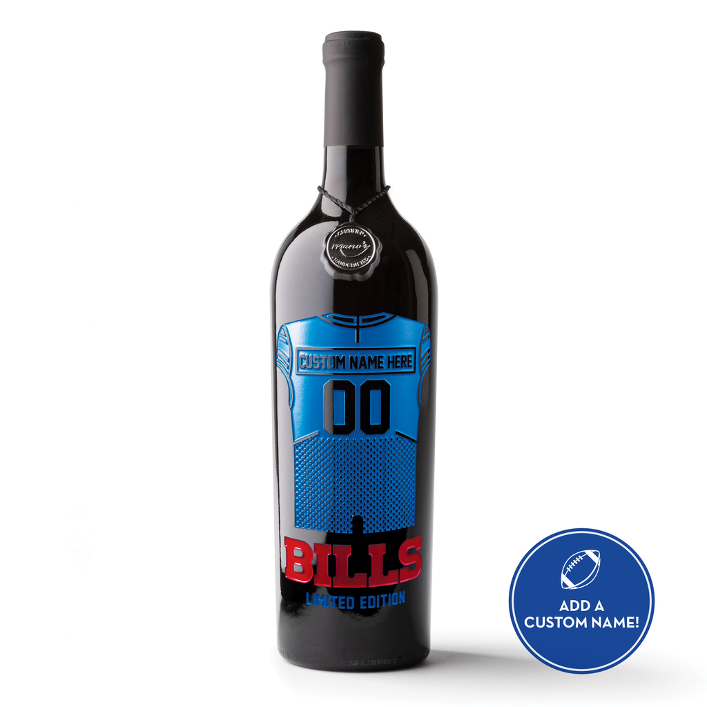 Buffalo Bills Custom Jersey Etched Wine