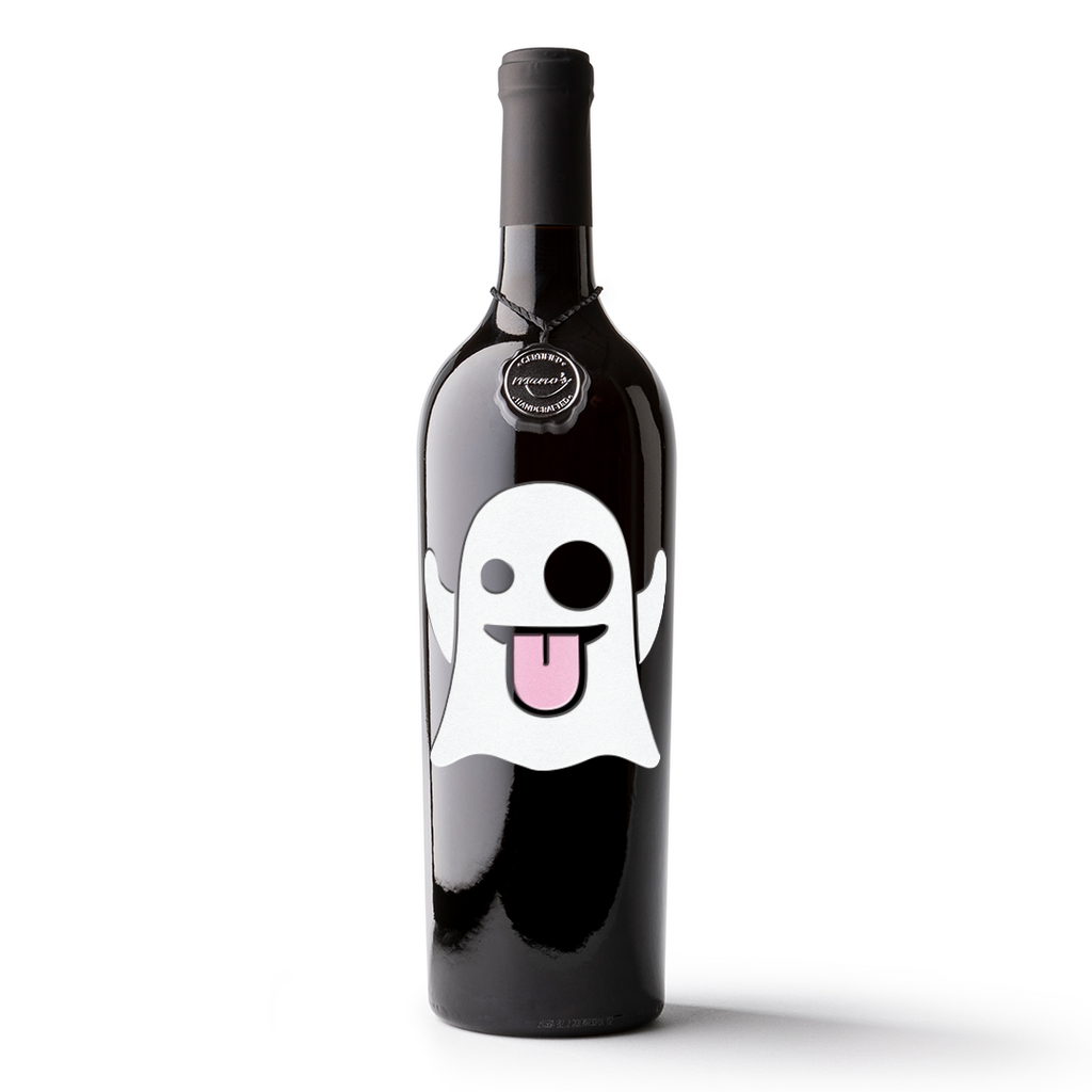 Ghost Emoji Etched Wine
