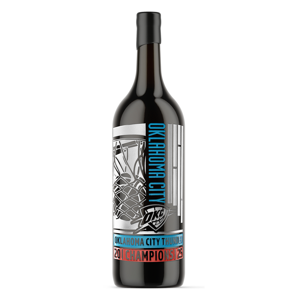 Order the Mano's Wine Oklahoma City Thunder 2025 Champions 3L etched wine bottle