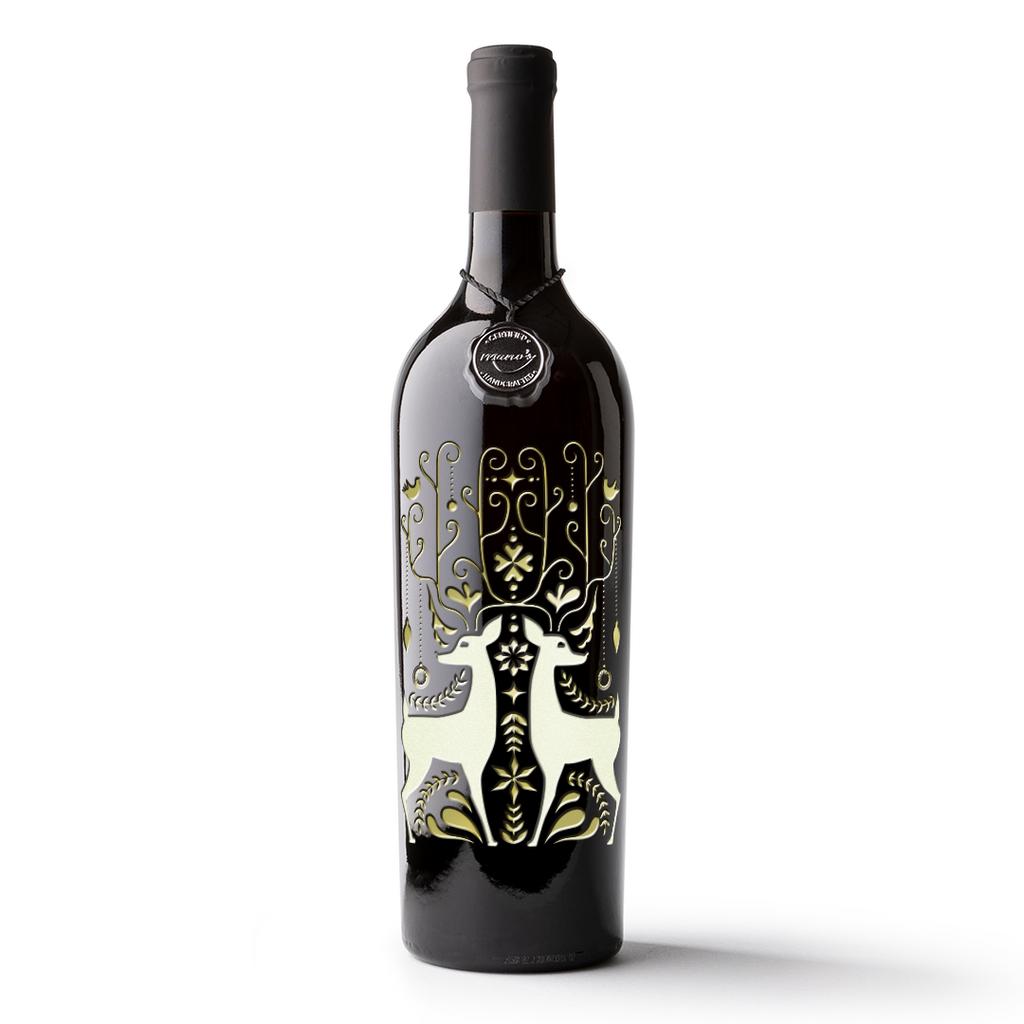 Holiday Deer Etched Wine