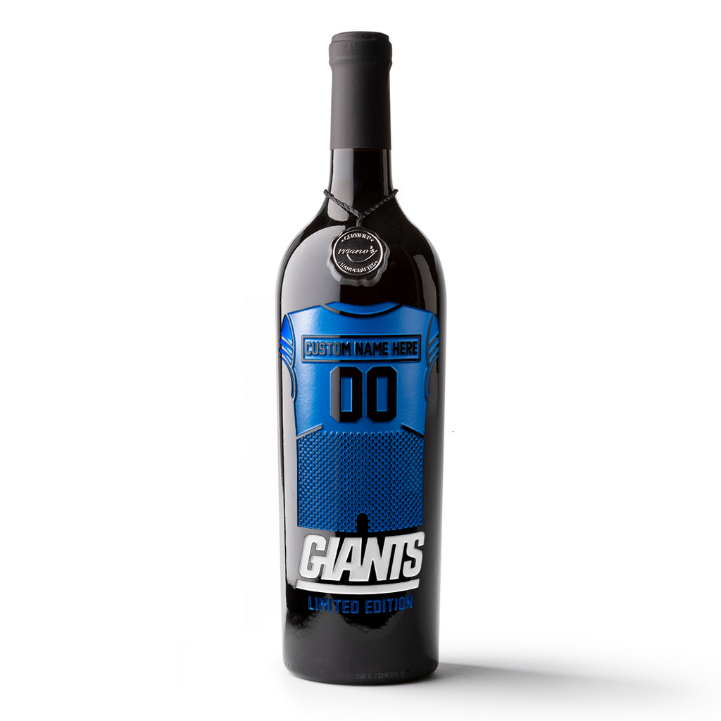 New York Giants Custom Jersey Etched Wine