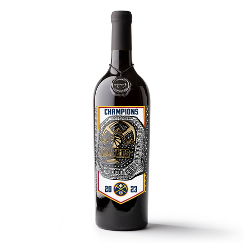 Nuggets 2023 Commemorative Championship Ring Etched Wine Bottle