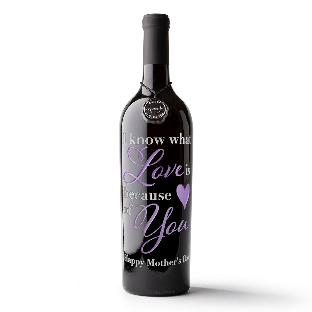 Because of You Etched Wine Bottle