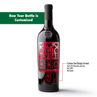 Feliz Navidad Custom Text Etched Wine