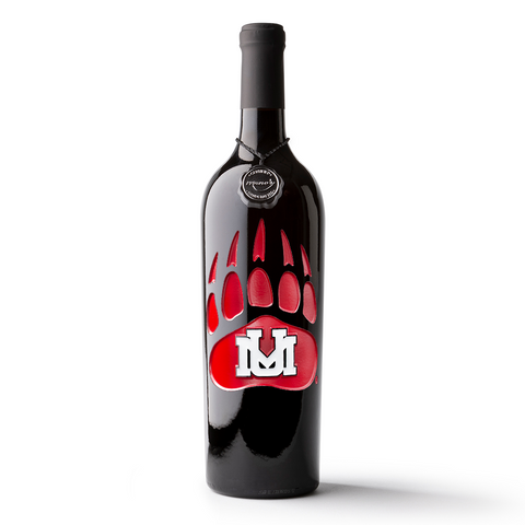 University of Montana Paw Logo Etched Wine