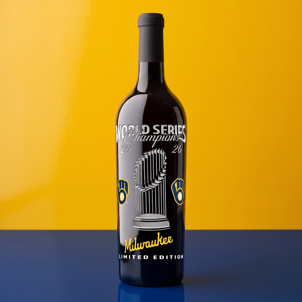 Milwaukee Brewers 2026 World Series Champions Trophy Etched Wine