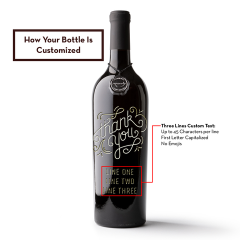 Custom Thank You Etched Wine Bottle