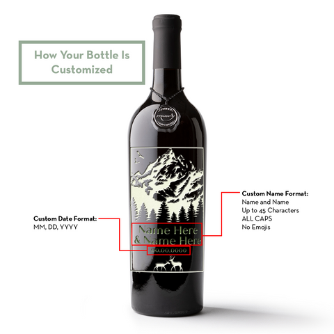 Custom Nature Wedding Etched Wine Bottle