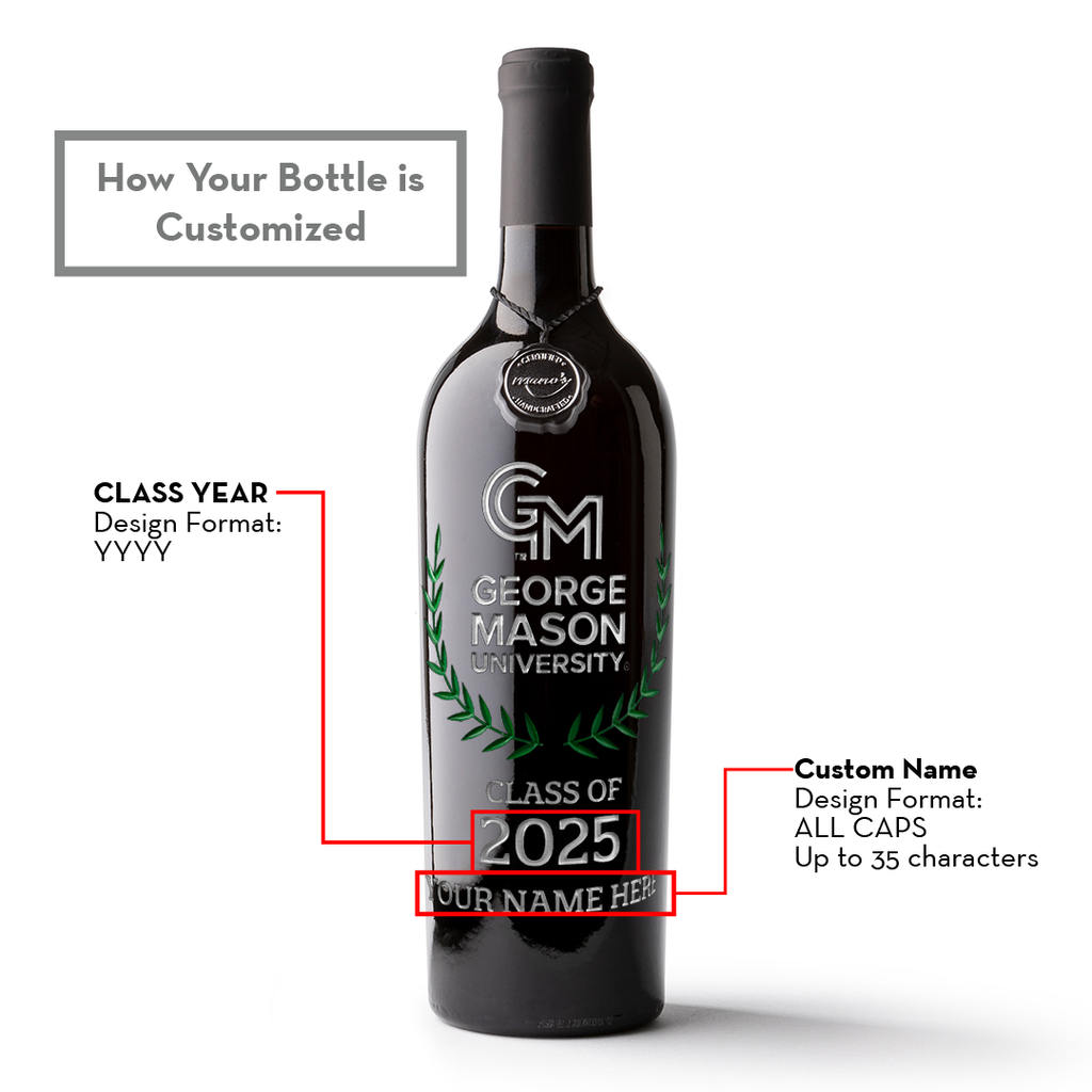 George Mason University Custom Alumni Etched Wine