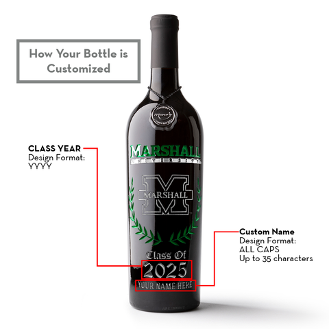 Marshall University Custom Alumni Etched Wine