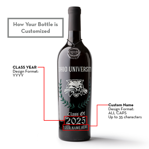 Ohio University Custom Alumni Etched Wine
