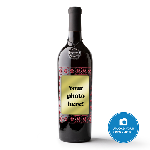 Holiday Etched Sweater with Custom Photo Label Bottle
