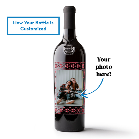 Holiday Etched Sweater with Custom Photo Label Bottle