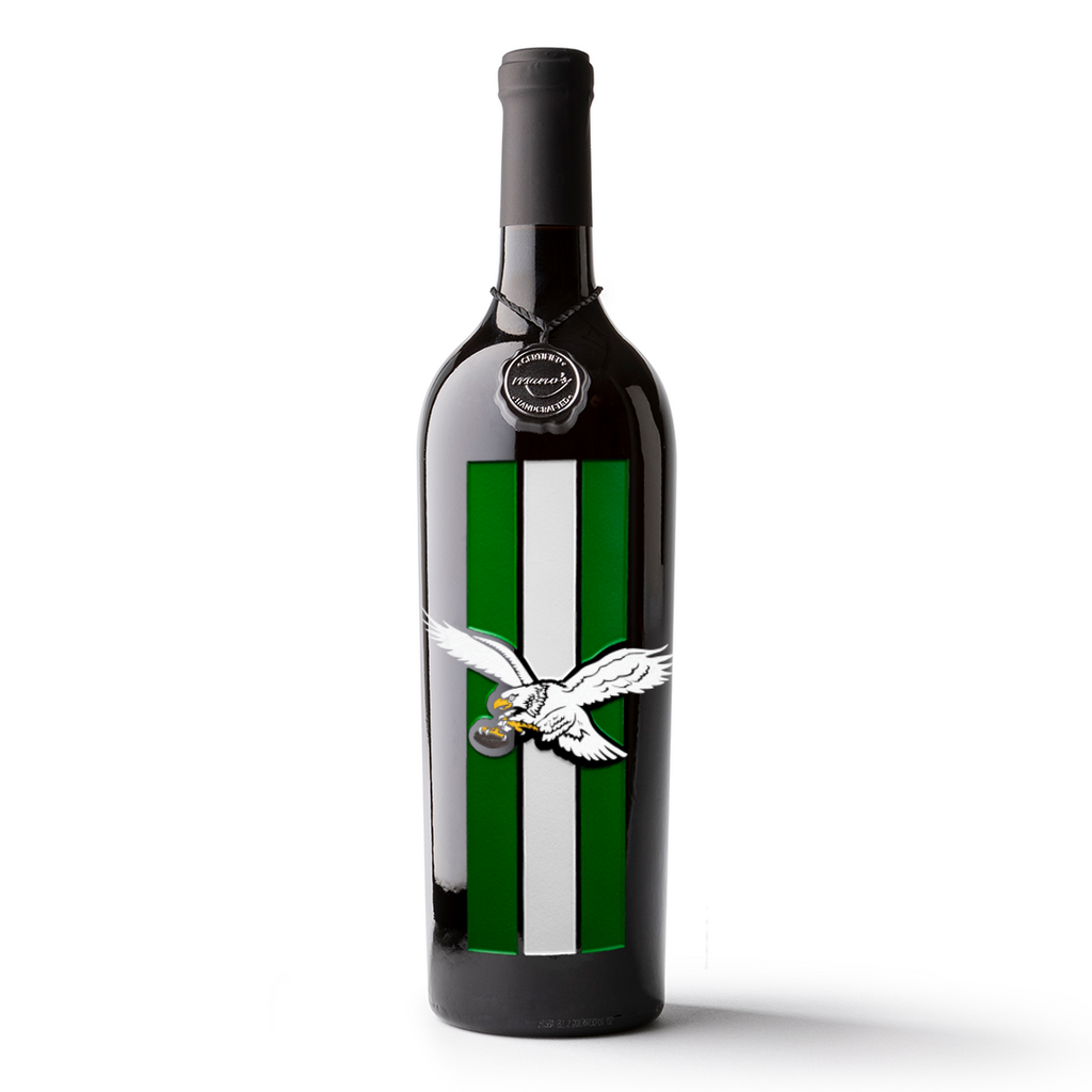 Philadelphia Eagles Retro Stripes Etched Wine