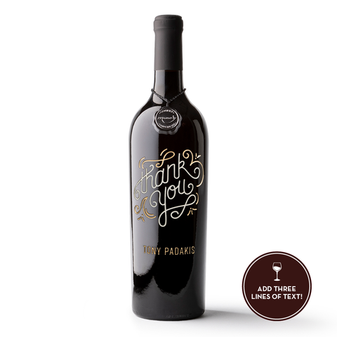 Custom Thank You Etched Wine Bottle