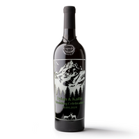 Custom Nature Wedding Etched Wine Bottle