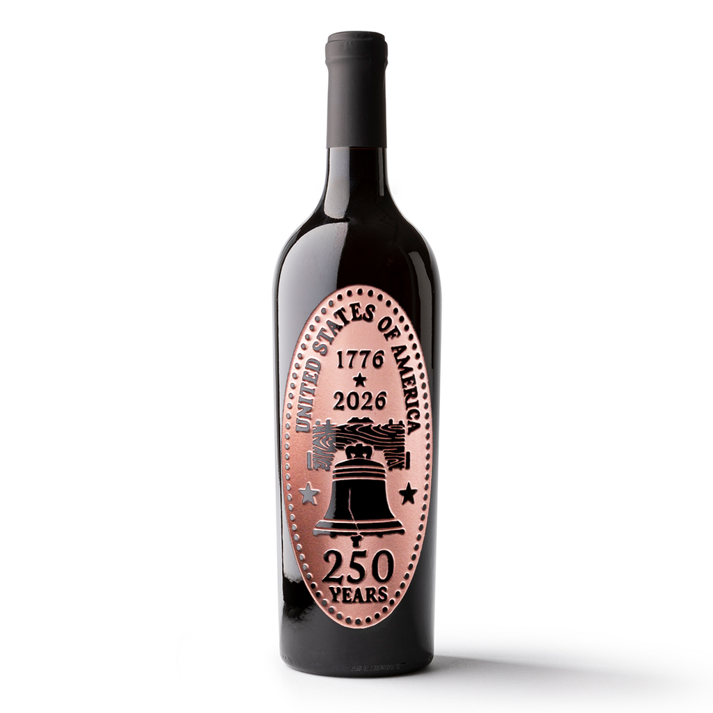 250 Year Anniversary Pressed Penny Etched Wine