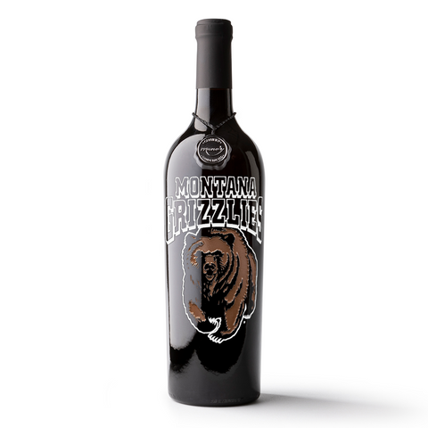 University of Montana Grizzlies Logo Etched Wine