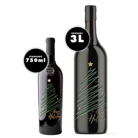 Happy Holidays Sparkle Tree Etched Wine Bottle