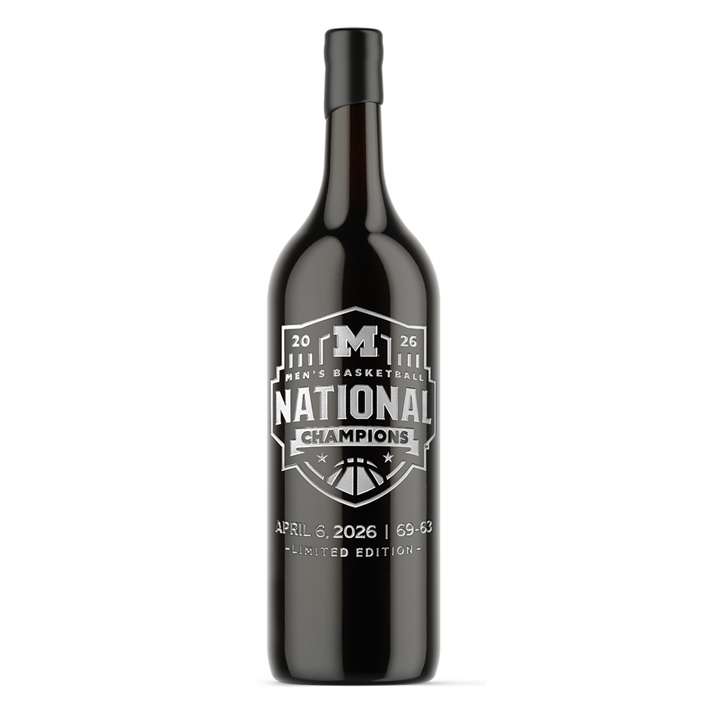 Michigan 2026 Men's Basketball National Champions 3L Etched Wine