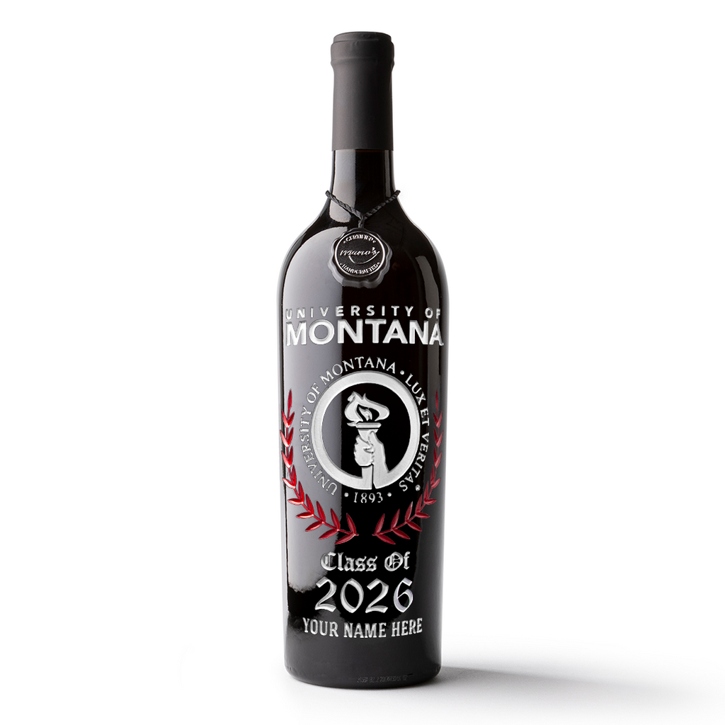 University of Montana Custom Alumni Etched Wine