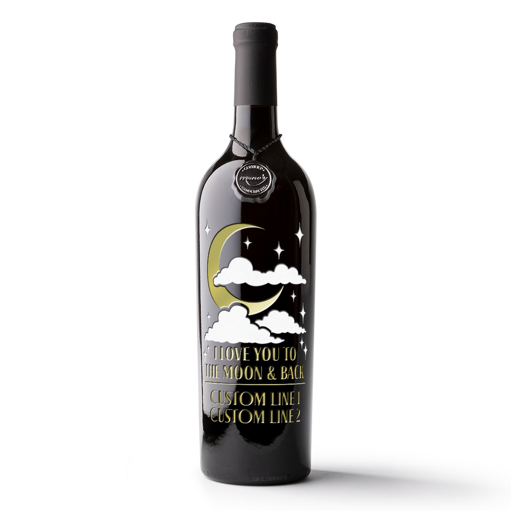 I Love You to the Moon and Back Custom Etched Wine